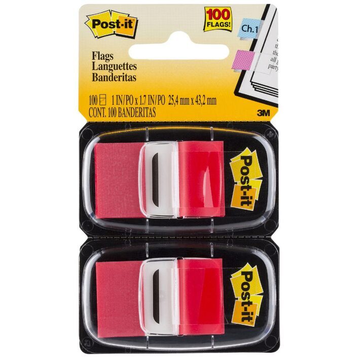 Post-it Flags Red 25x43mm Pk 100